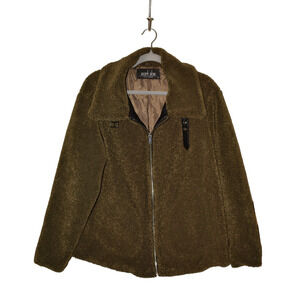MARK ALAN NEW YORK $99 Faux Sherpa Zip Jacket Olive‎ Green XL